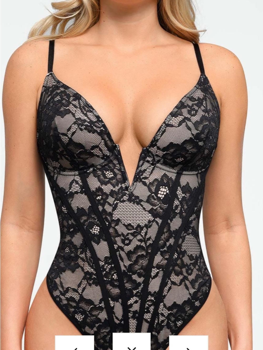 Nwt Popilush Shapewear Plunging V-Neck Lace
Hourglass Corset Bodysuit xxl